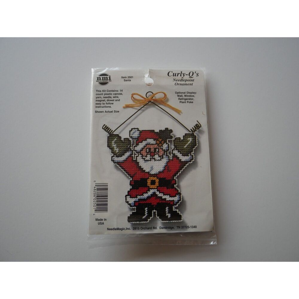 Vintage Curly-Q's Santa Needlepoint Ornament Kit NeedleMagic NOS